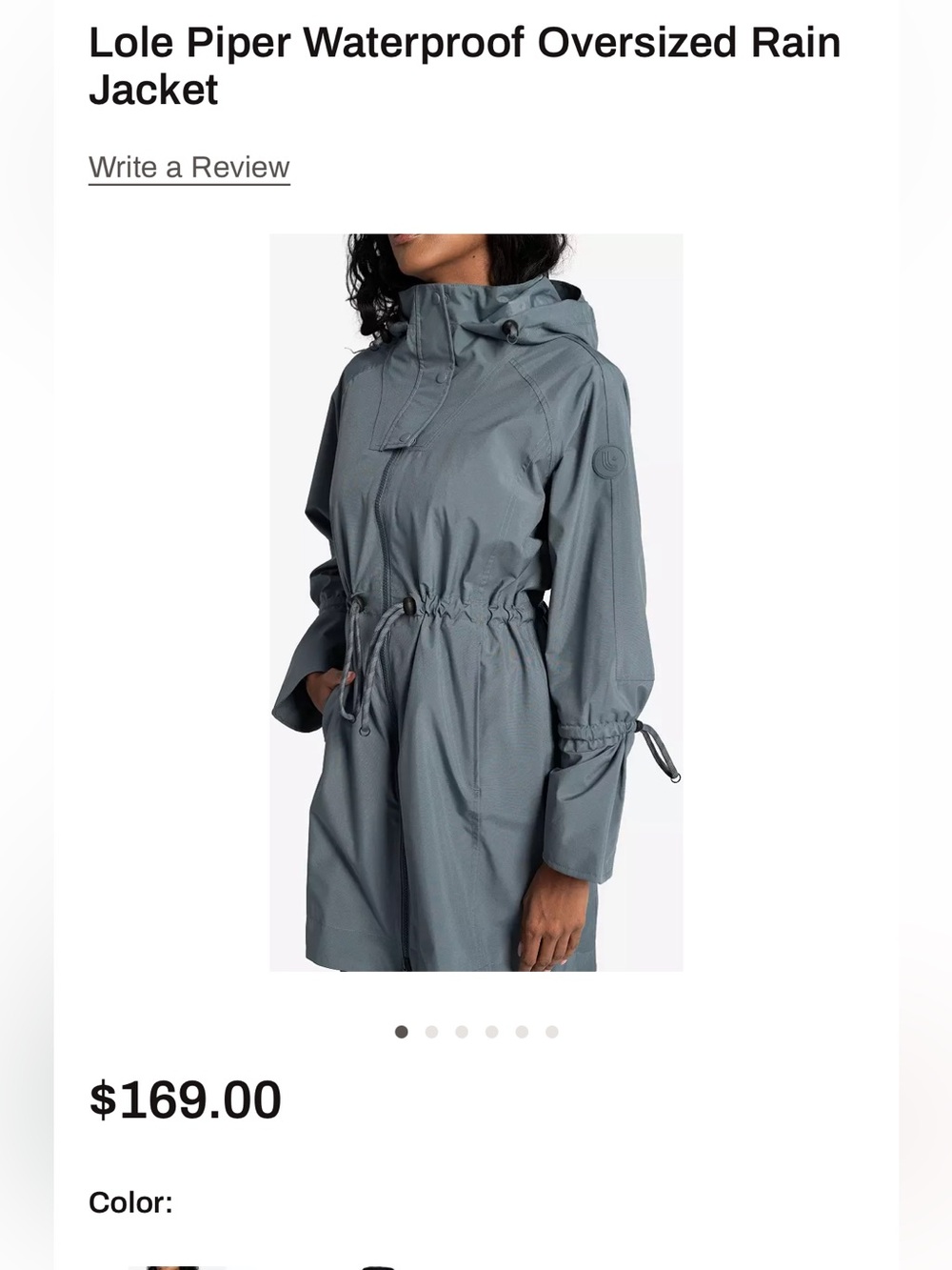 Lole Piper oversized rain jacket in slate gray, size small